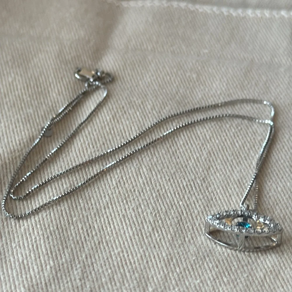 Natural Diamond with Platinum Chain / Pendant 0.28CT Topaz 0.35CT - Picture 4 of 6